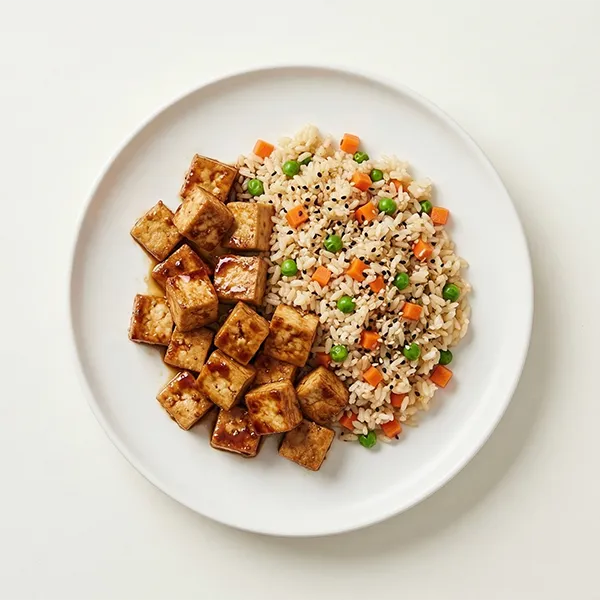 Teriyaki Tofu with Sesame Vegetable Rice